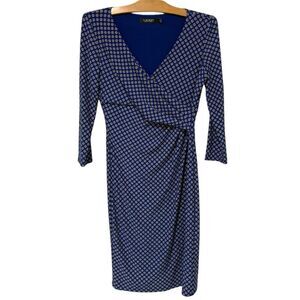 Lauren Ralph Lauren | Dress Knee Length 3/4 Sleeves V Neck Flowers- Size 4